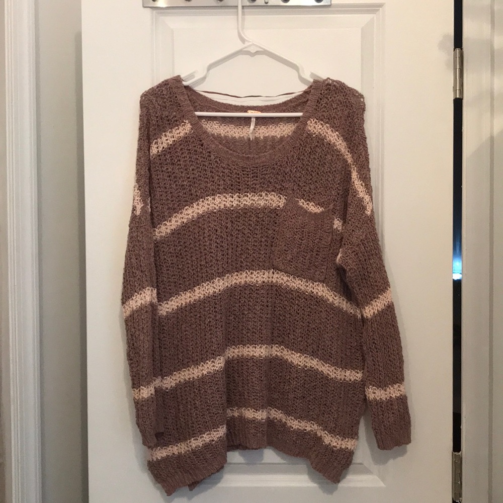 Free People • Brown & Cream striped sweater